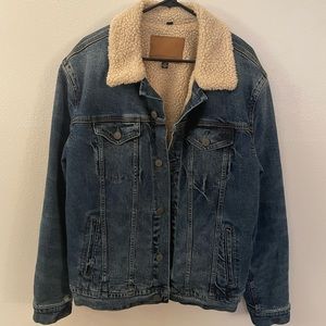 American Eagle Mens Denim Sherpa-Lined Jacket